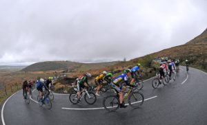 1st of May, 2016; A general view of the peloton on the ascent of the category one climb of Spelga Dam during Stage 2 of the AmberGreen Energy Tour of Ulster. Moy, Co. Tyrone. Picture credit: Stephen McMahon / Tour of Ulster