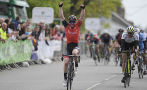 1st of May, 2017; Simon Ryan, Strata Velo Revolution, celebrates as he takes victory on Stage 3 of the AmberGreen Energy Tour of Ulster. Moy, Co. Tyrone. Picture credit: Stephen McMahon / Tour of Ulster